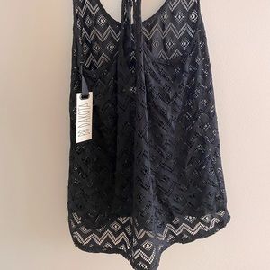 Lace twist back halter tank